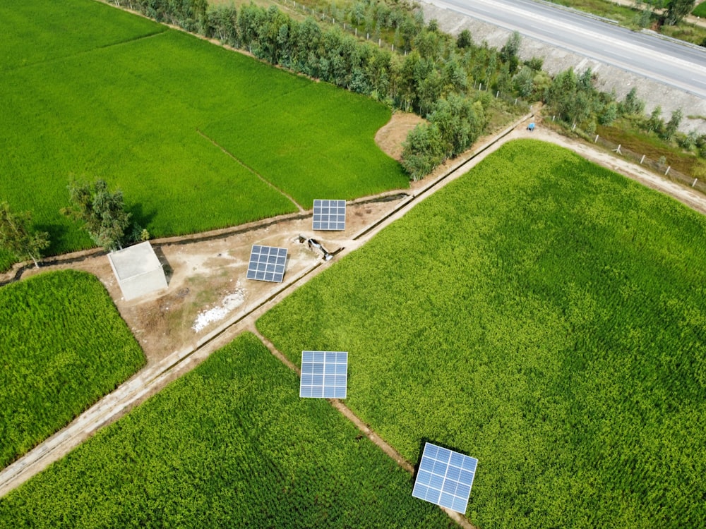 una vista de alto ángulo de un panel solar