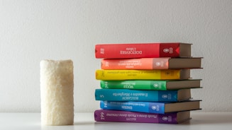 Stack of colorful books ready for delivery in secure packaging
