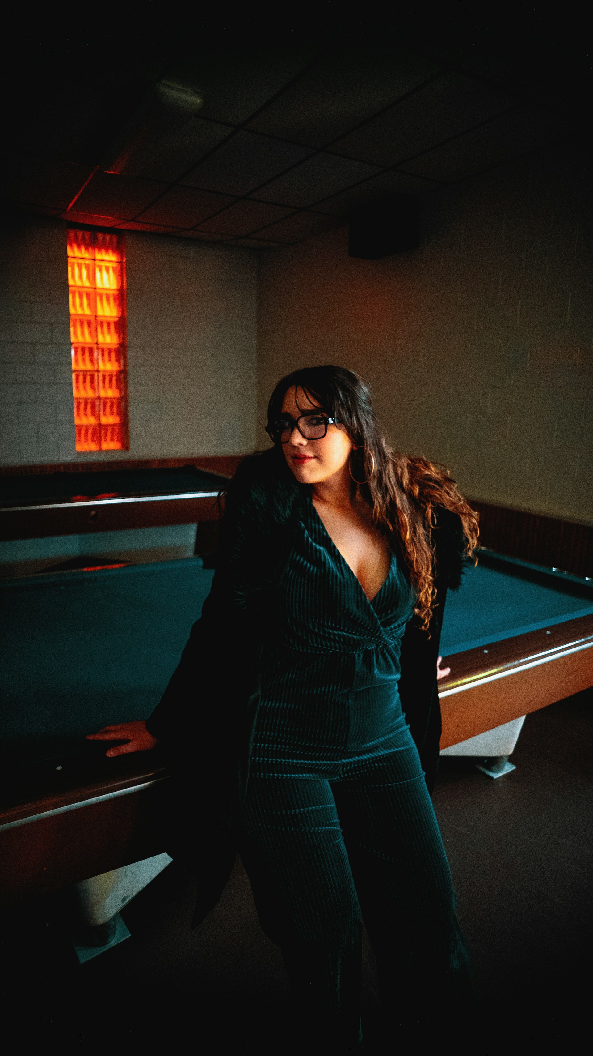 a woman in a black dress