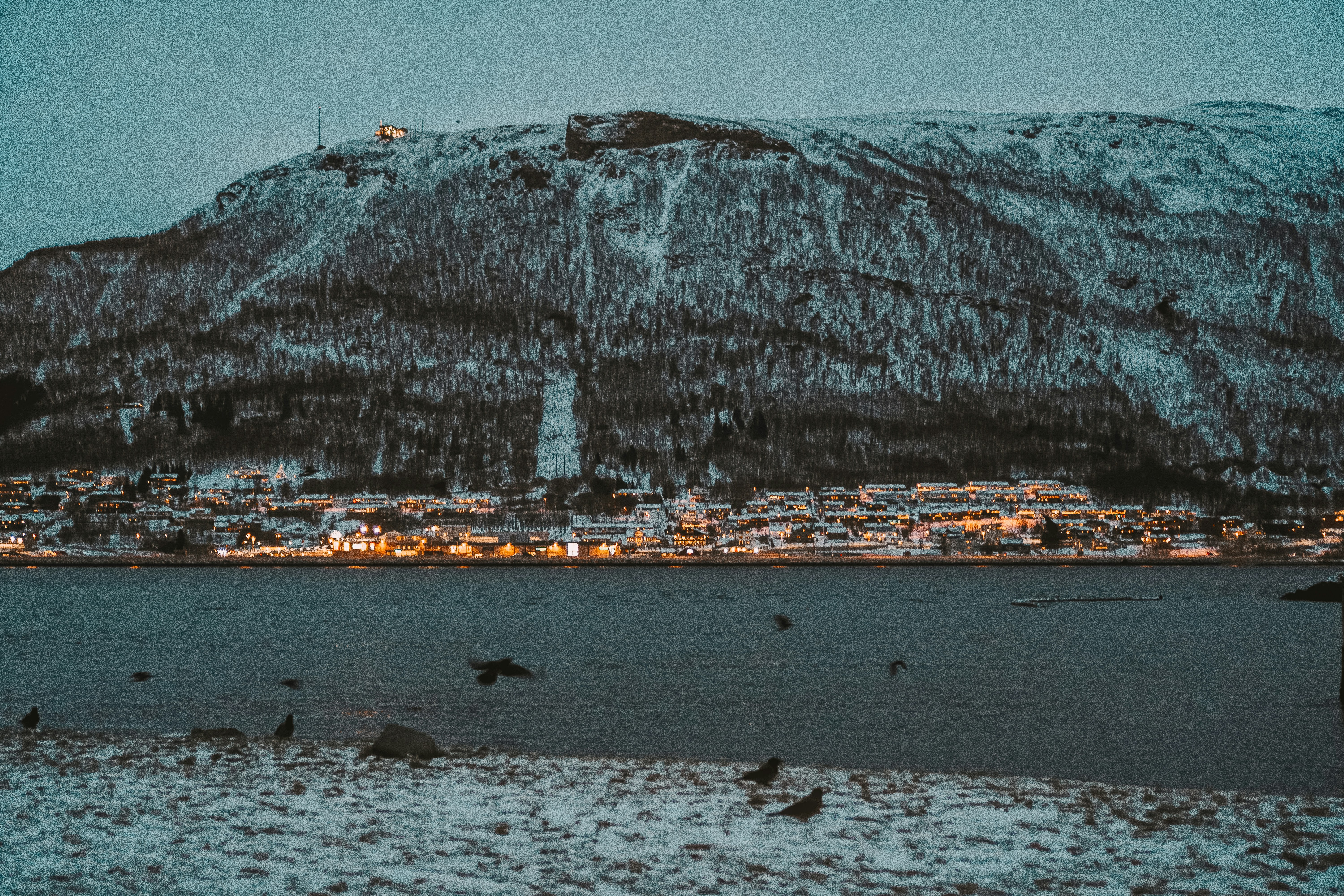 a city on the water, Tromso, Norway. December 2021, day time 13:53