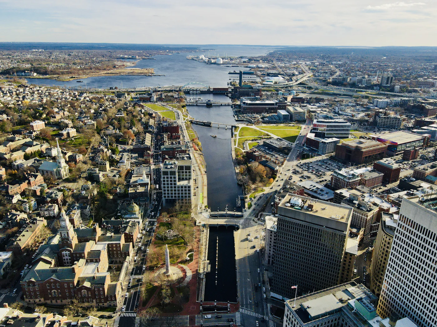 Downtown Providence, Rhode Island along the river