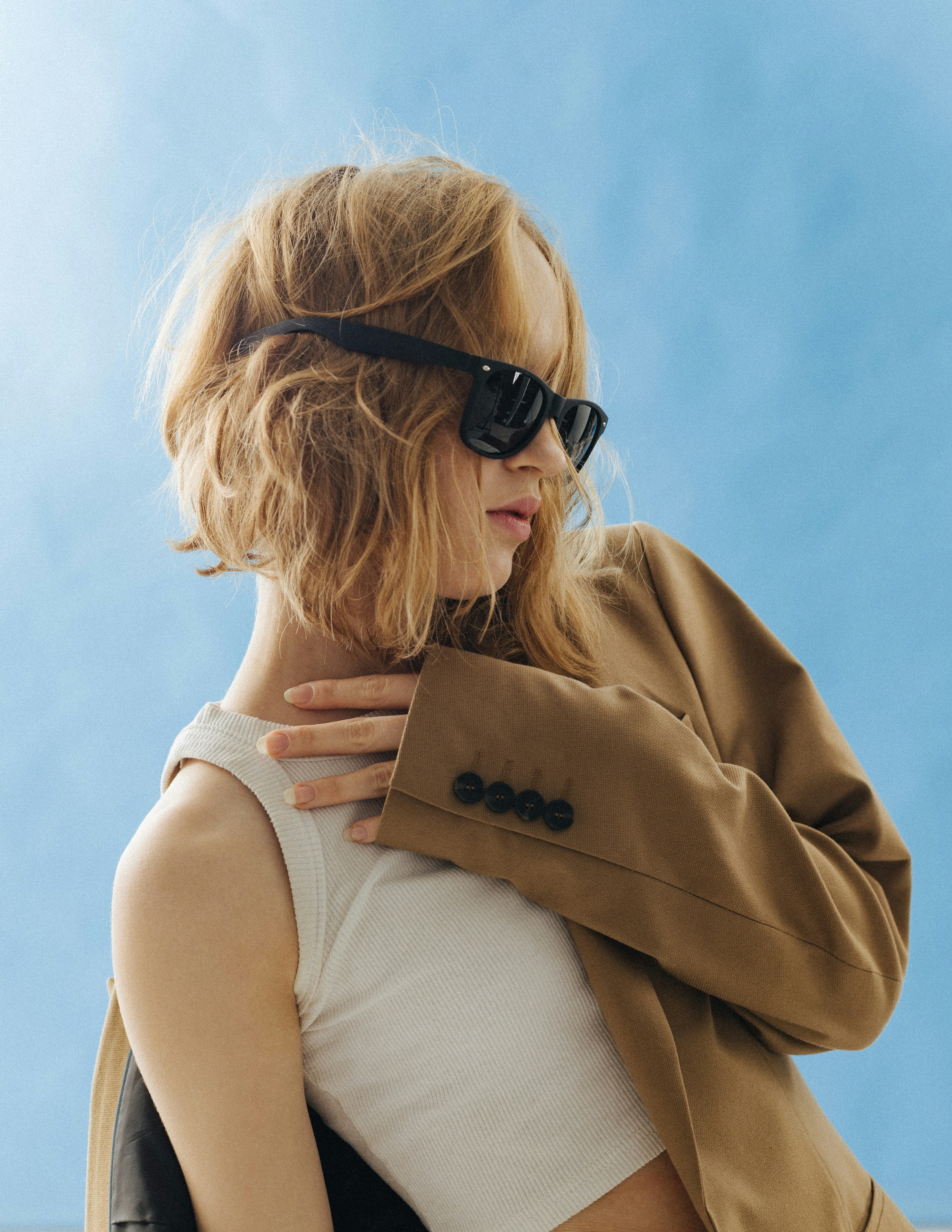 a woman wearing sunglasses