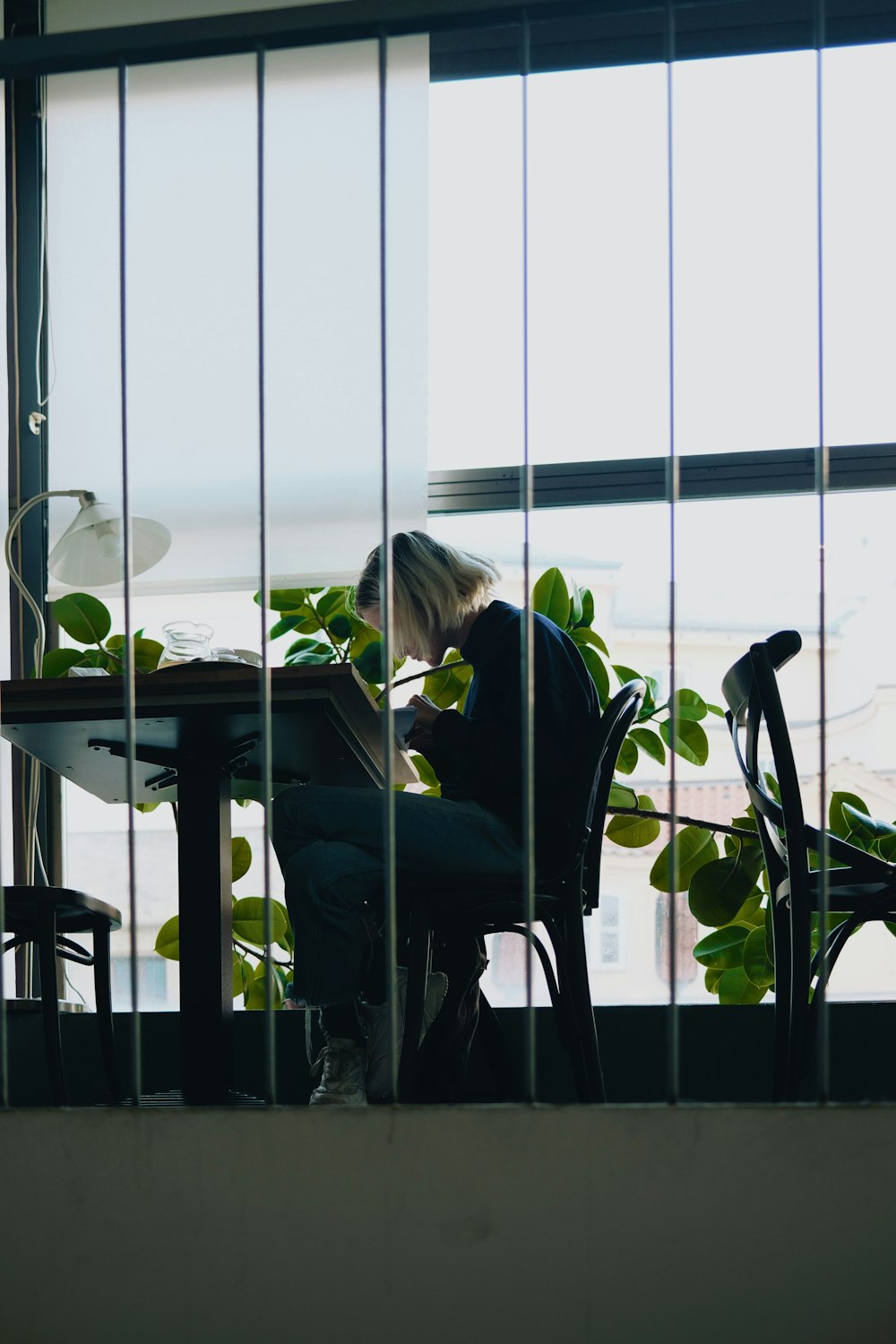 a person sitting at a table