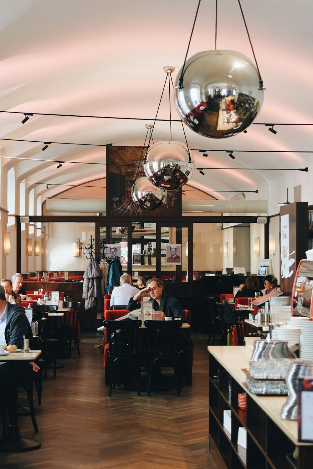 a group of people working in a restaurant