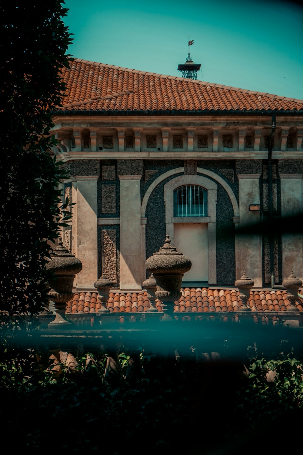 a building with a red roof