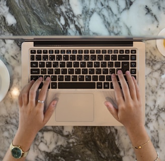 hands holding a laptop