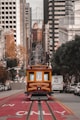 a trolley car on a street