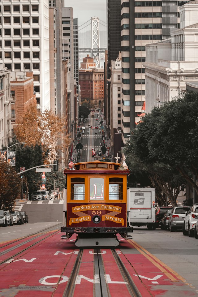 Cable car on a San Francisco street