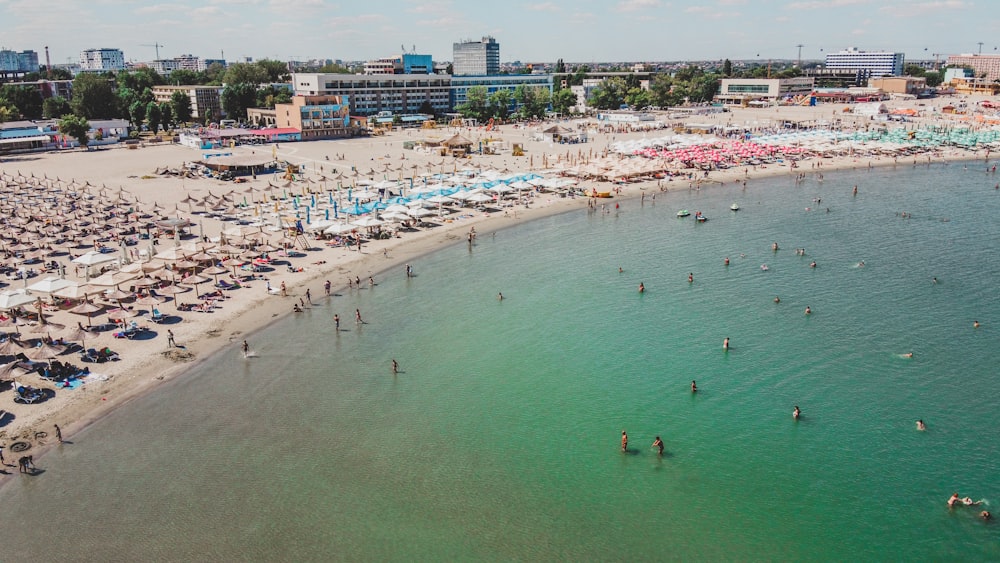 a crowded beach with many people