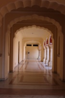 a hallway with a door
