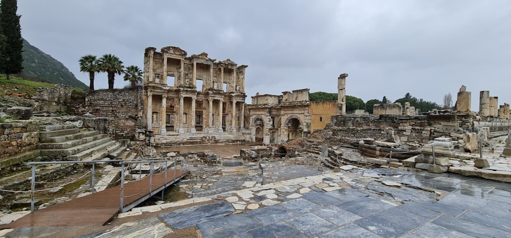 a large building with ruins