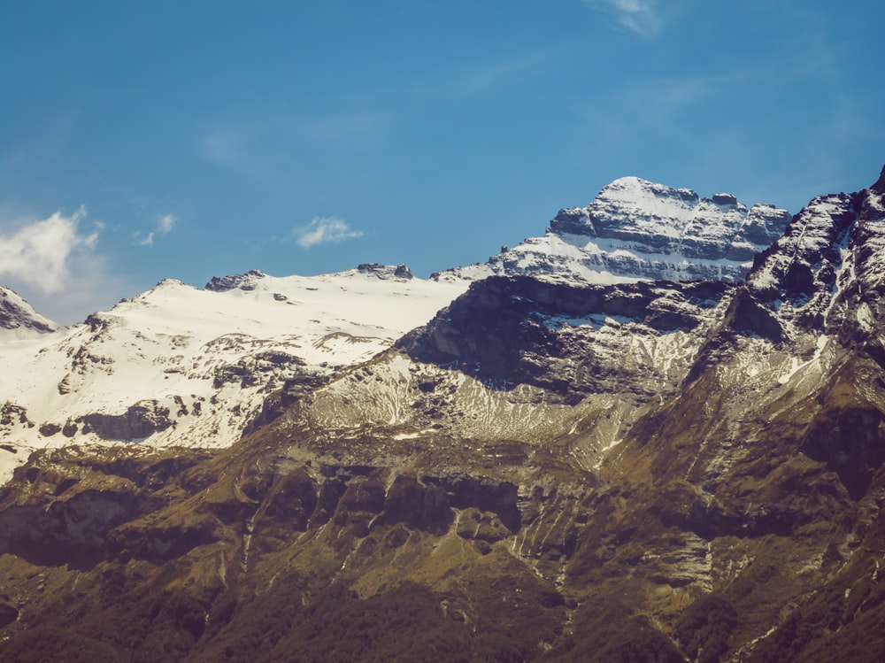 a mountain range with snow