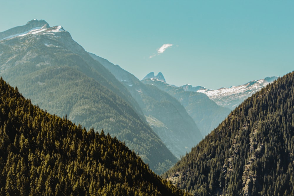 a mountain range with snow