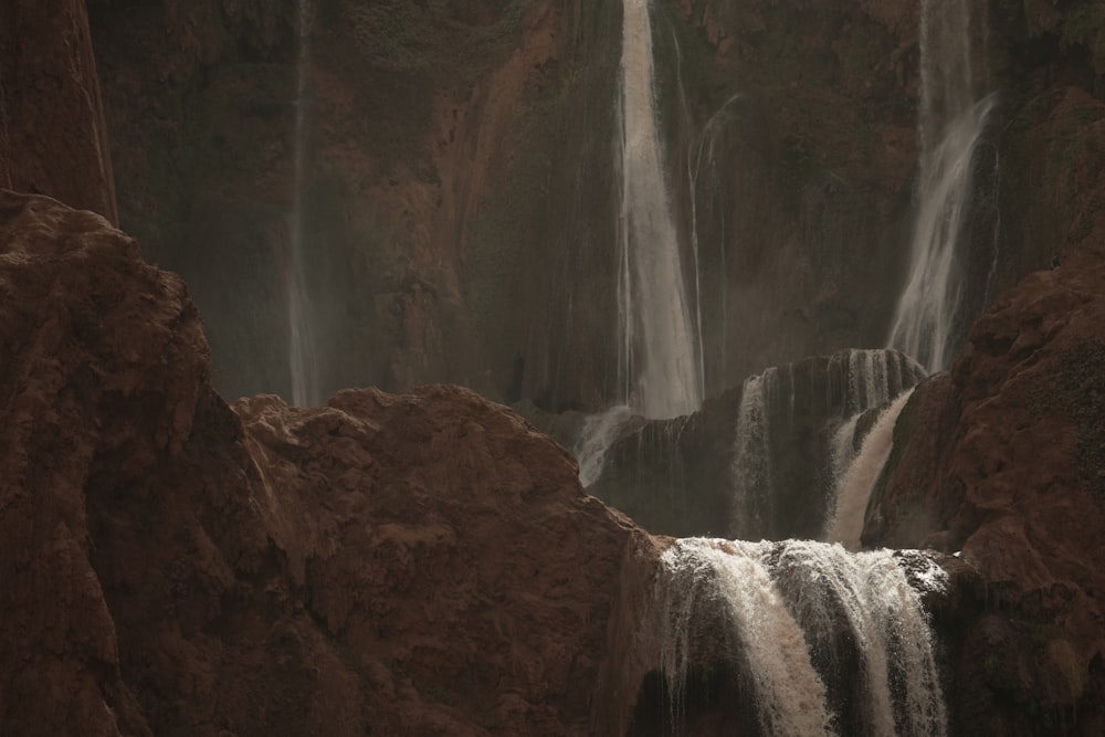 a waterfall in a cave