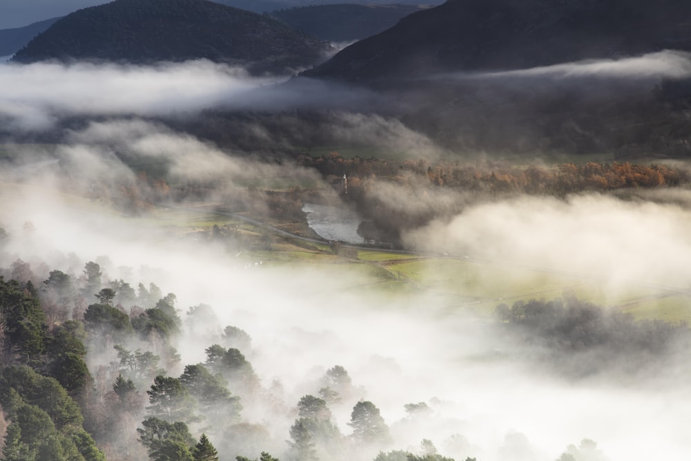 a mountain with clouds