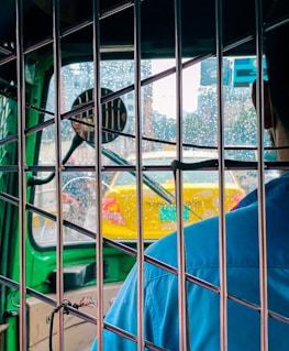 Inside view of a comfortable, air-conditioned taxi interior.