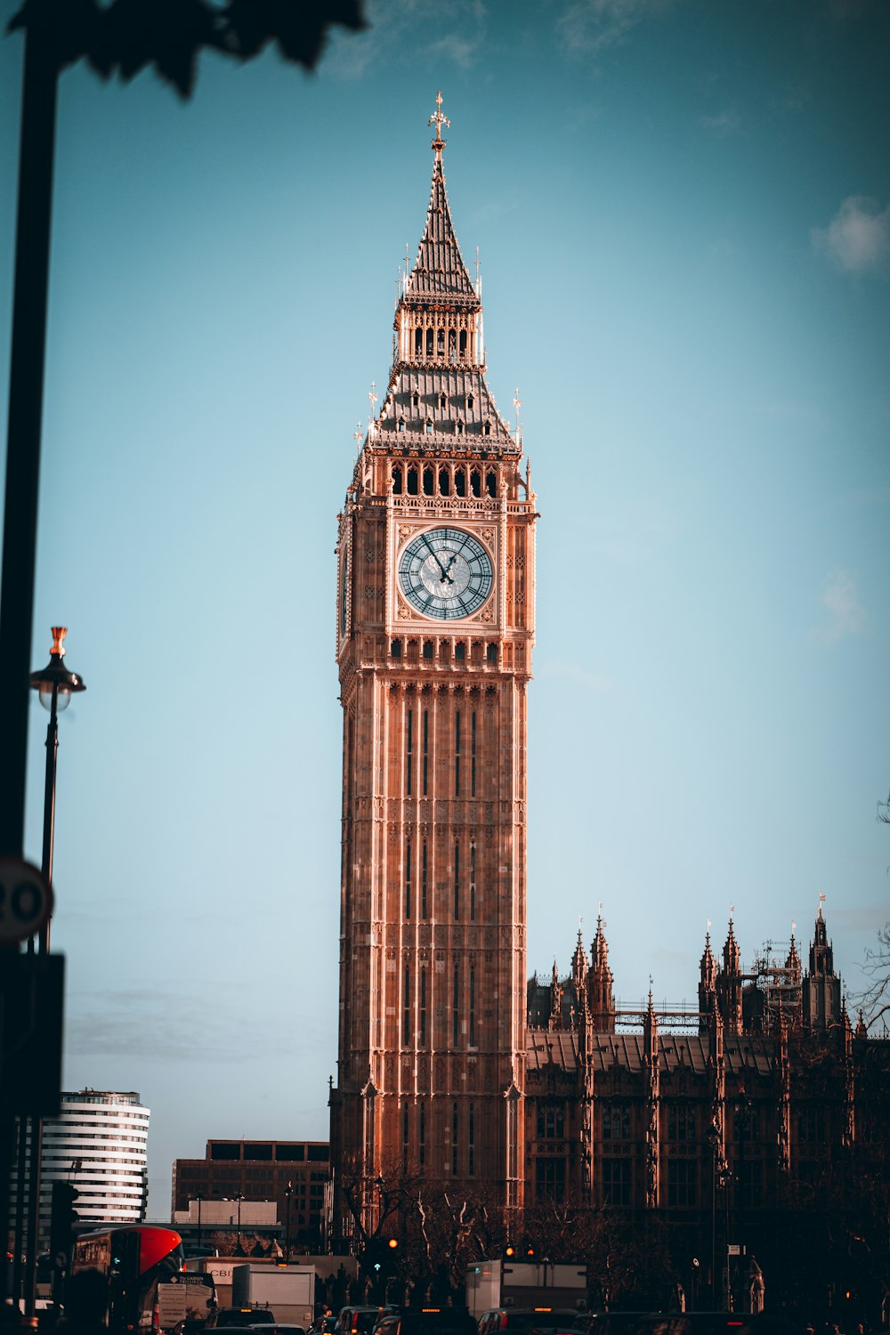 a large clock tower stands tall