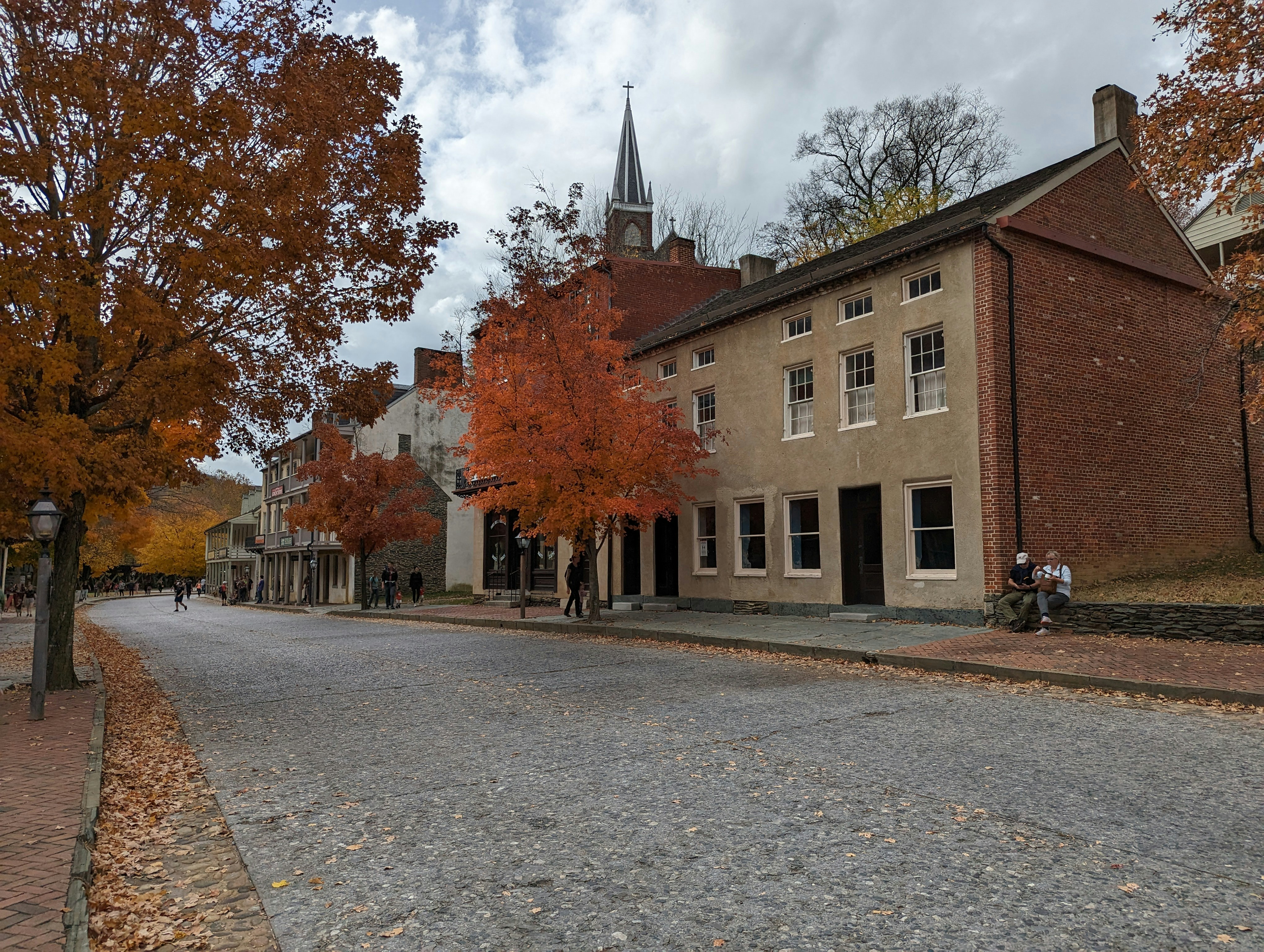 a street with a building on the side