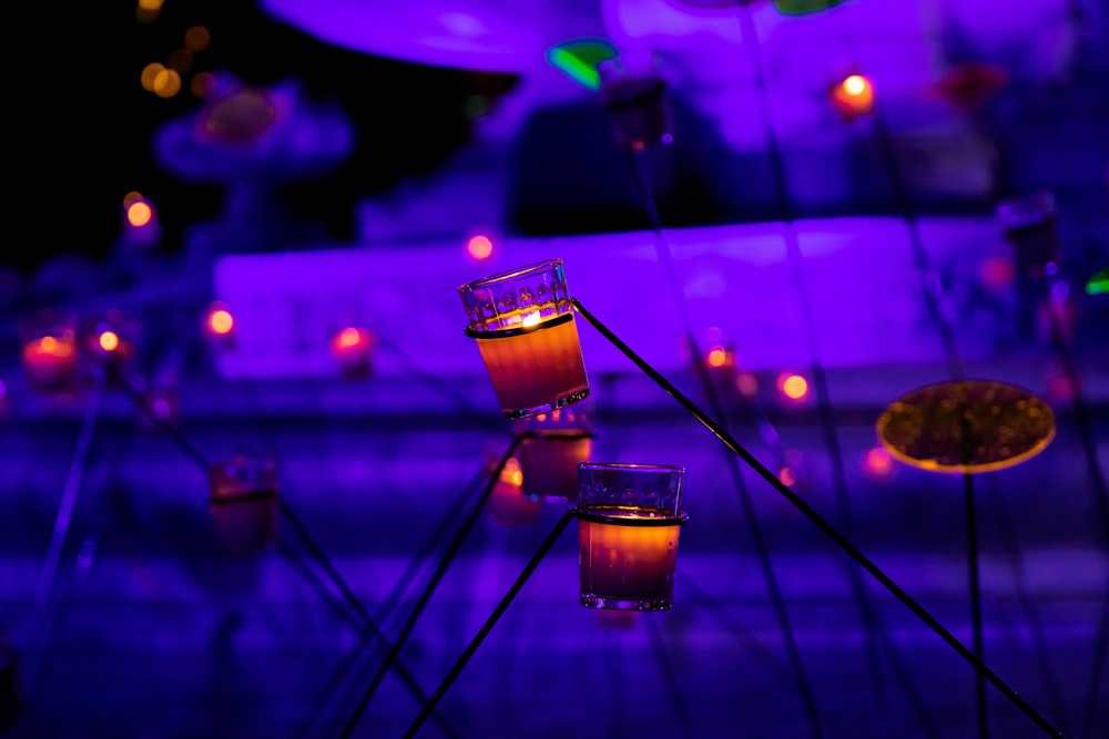 a group of candles on a table