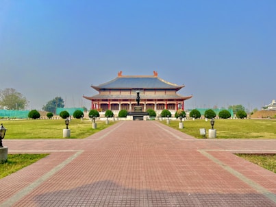 a building with a red roof