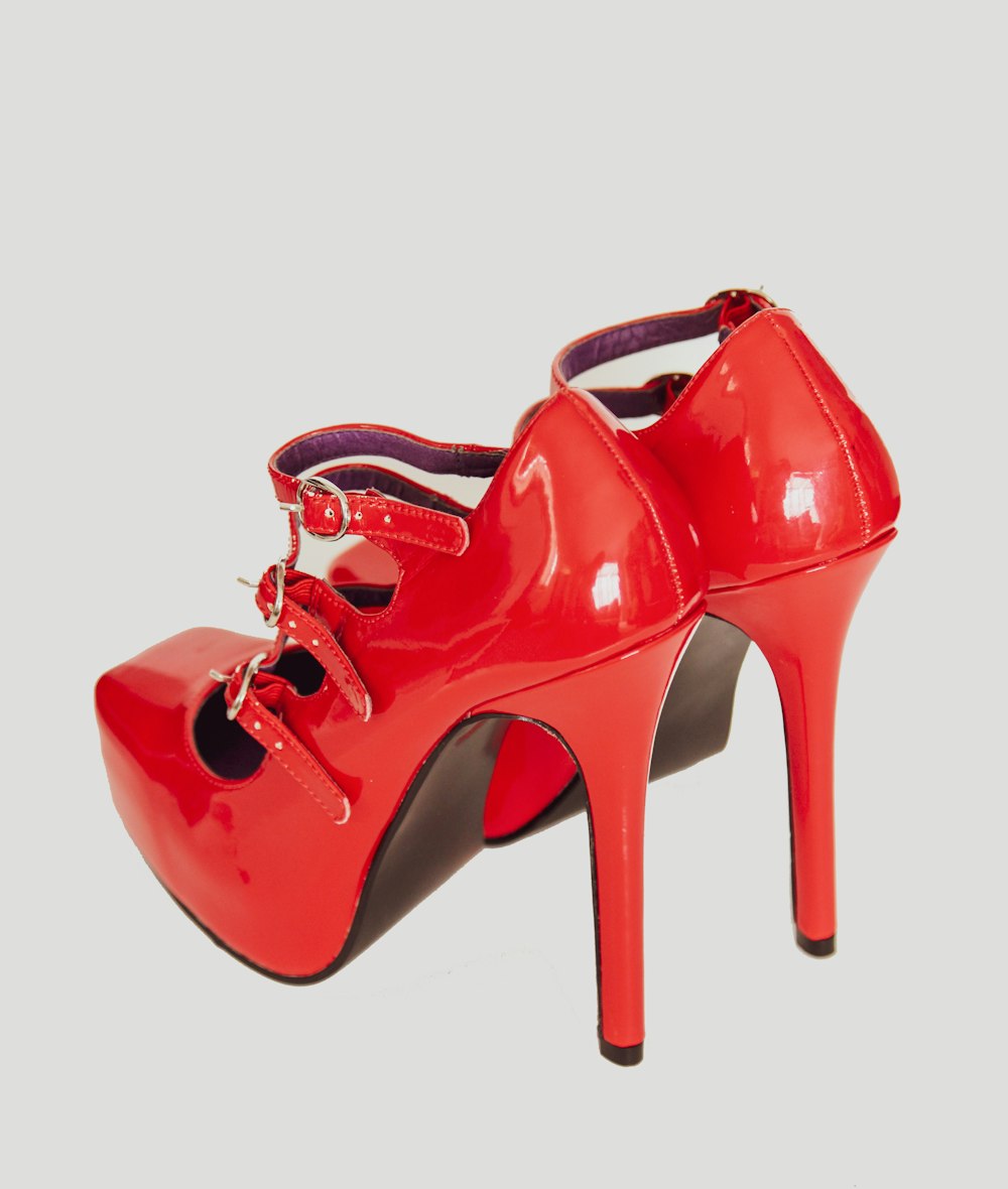 a red high heeled shoe