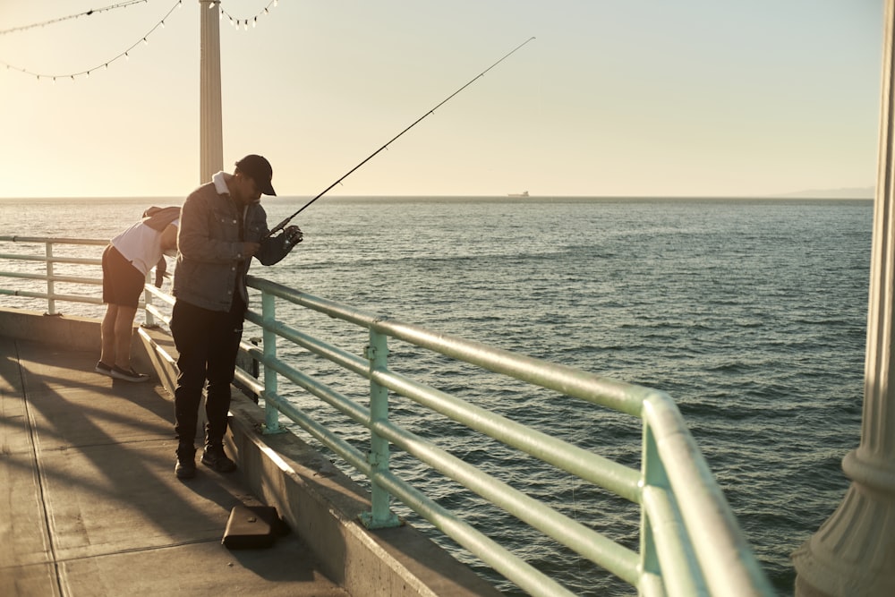 a person fishing on a boat