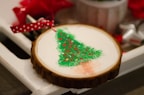A festive tray featuring interchangeable mosaic designs for different seasons.