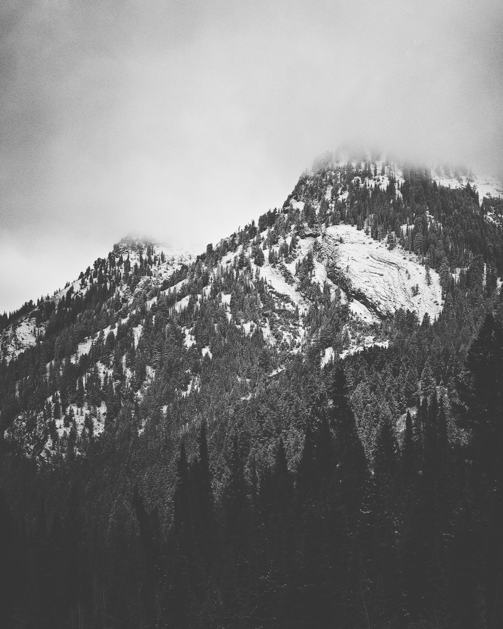 a mountain with snow