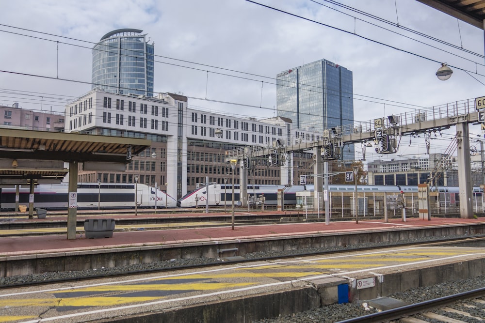 a train station with a train