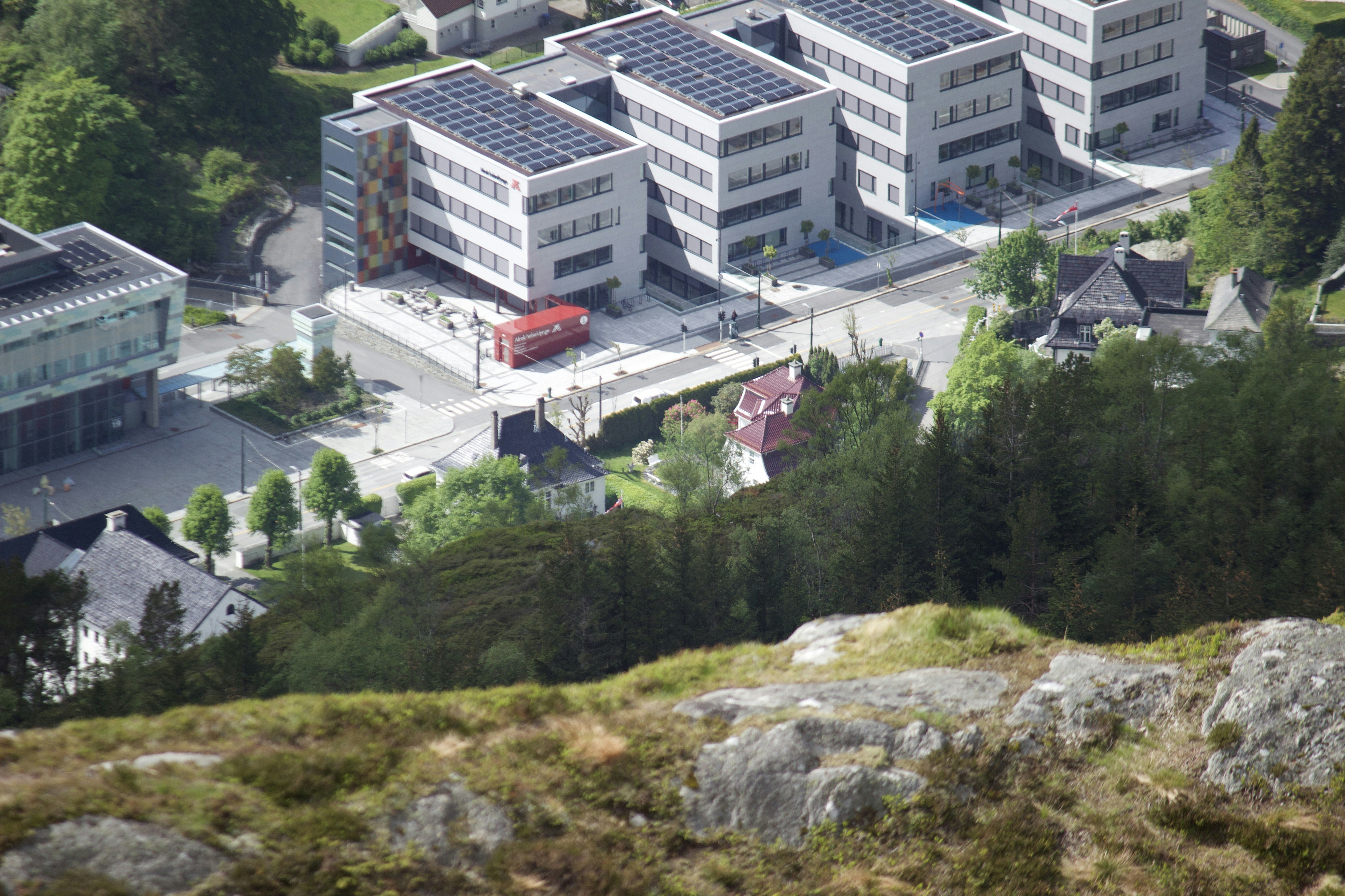 a high angle view of buildings