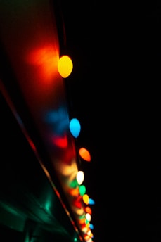 a long line of lights in the dark