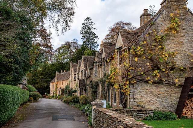 Honey-stone cottages in Castle Combe, the Cotswolds