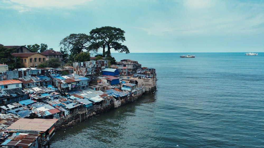 a large body of water with a bunch of houses on top of it