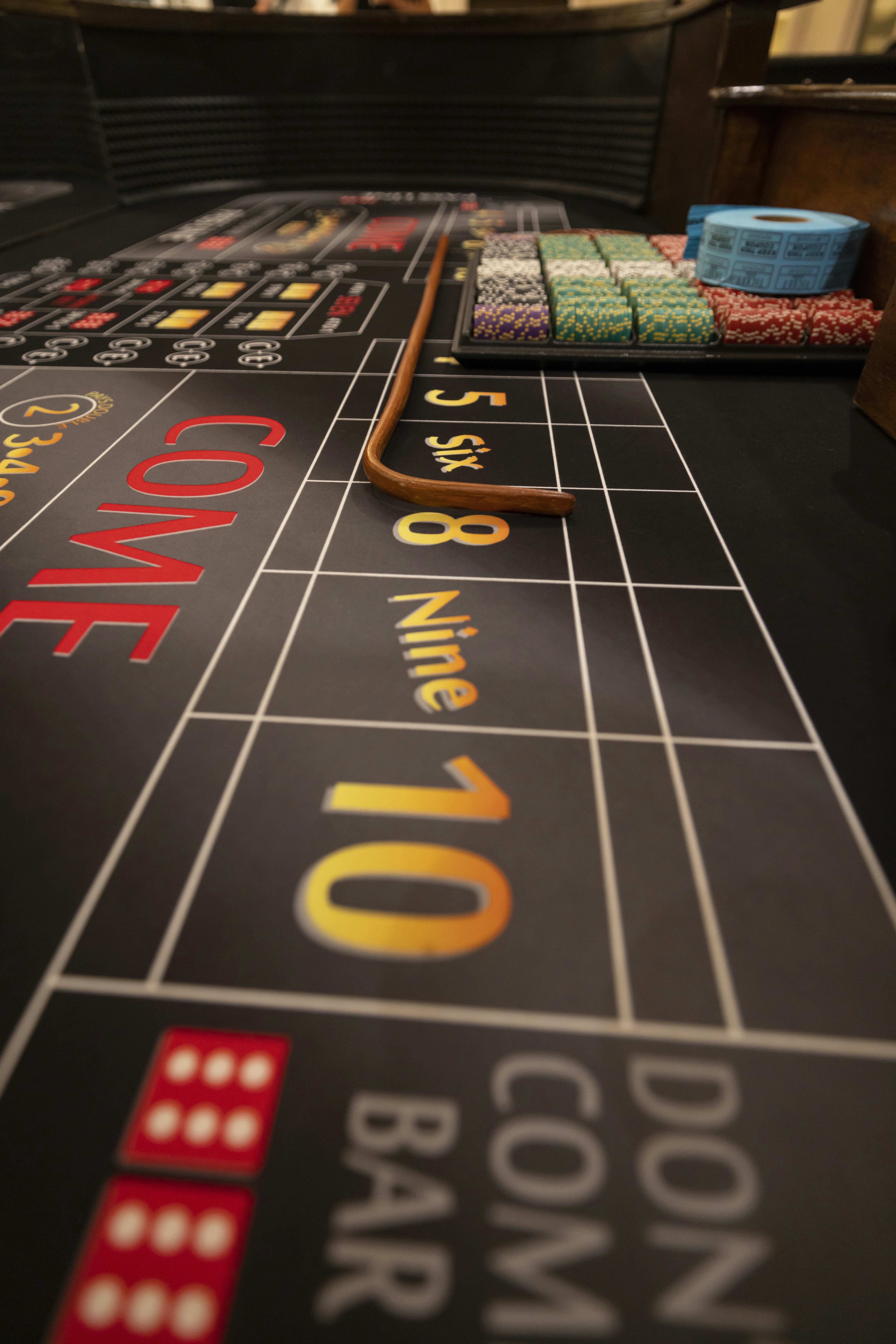 a casino table with a lot of craps on it