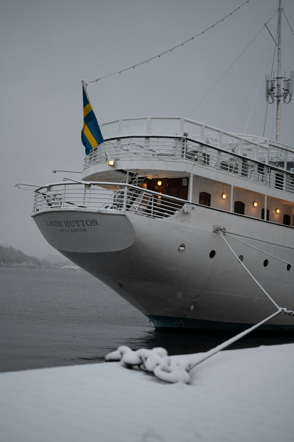 a large white boat in a body of water