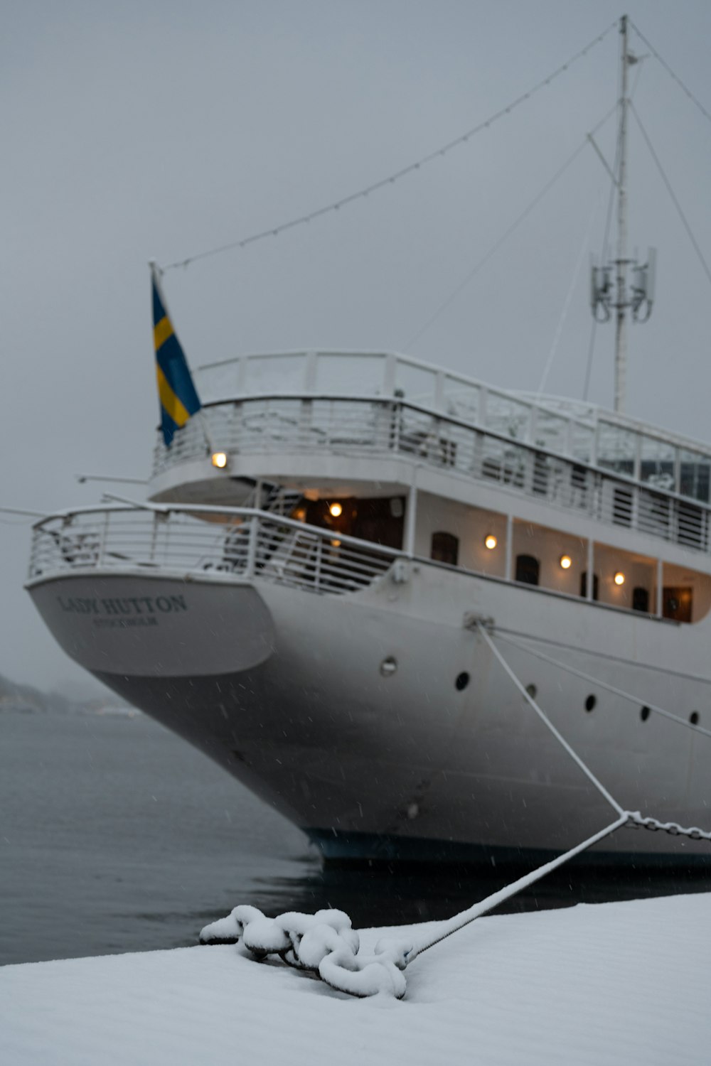 a large white boat in a body of water