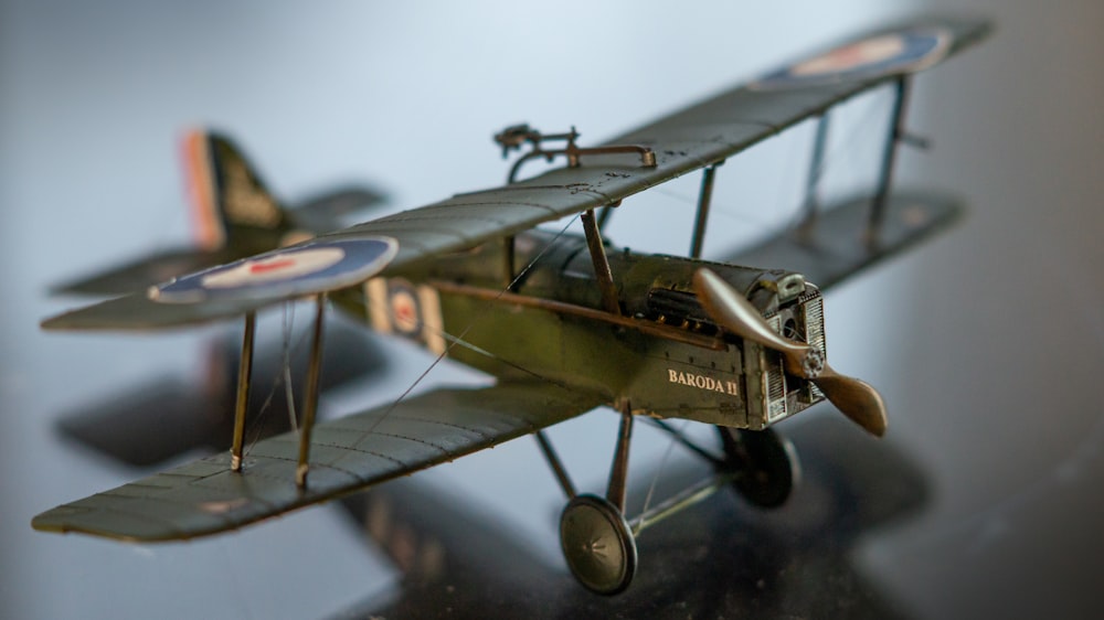 a model of a single engine plane on a table