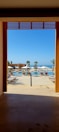 An inviting view of the hotel's outdoor pool area.