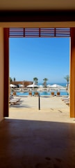 An inviting view of the hotel's outdoor pool area.