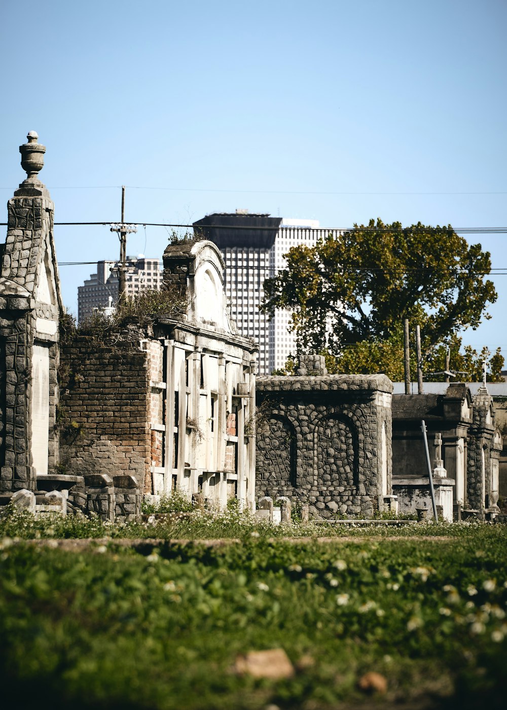 an old cemetery in the middle of a city
