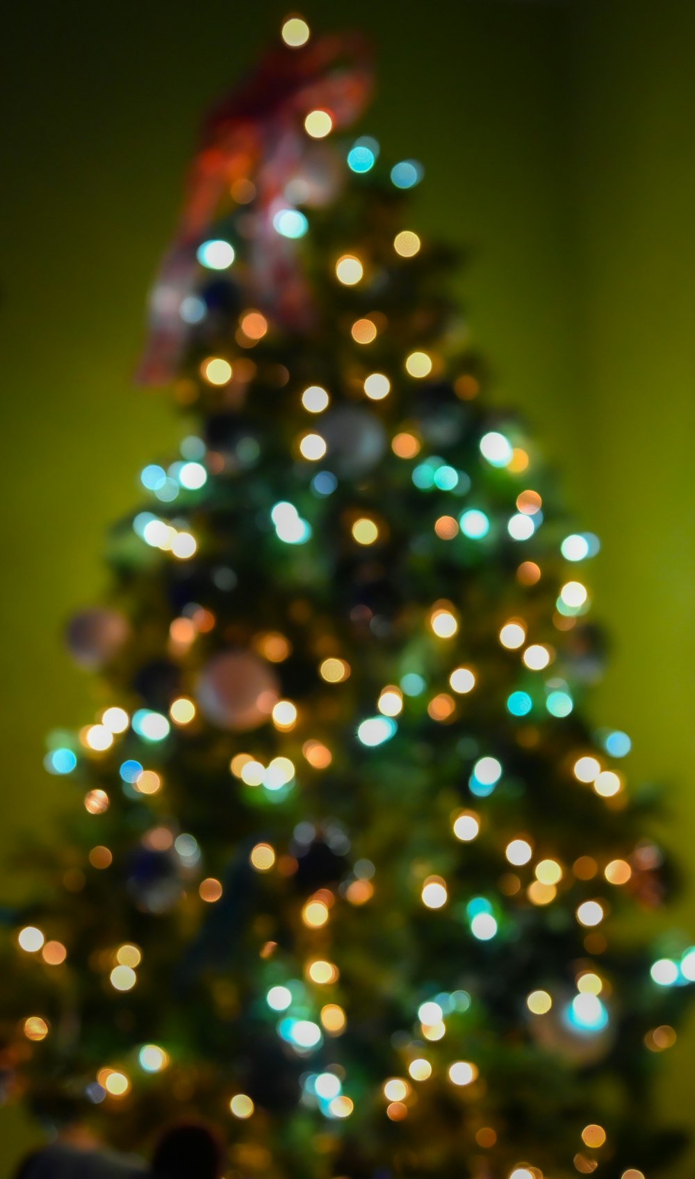 a lit christmas tree in a living room