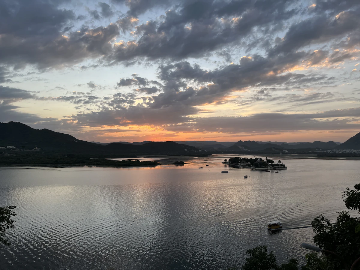 The old city of Udaipur by the water