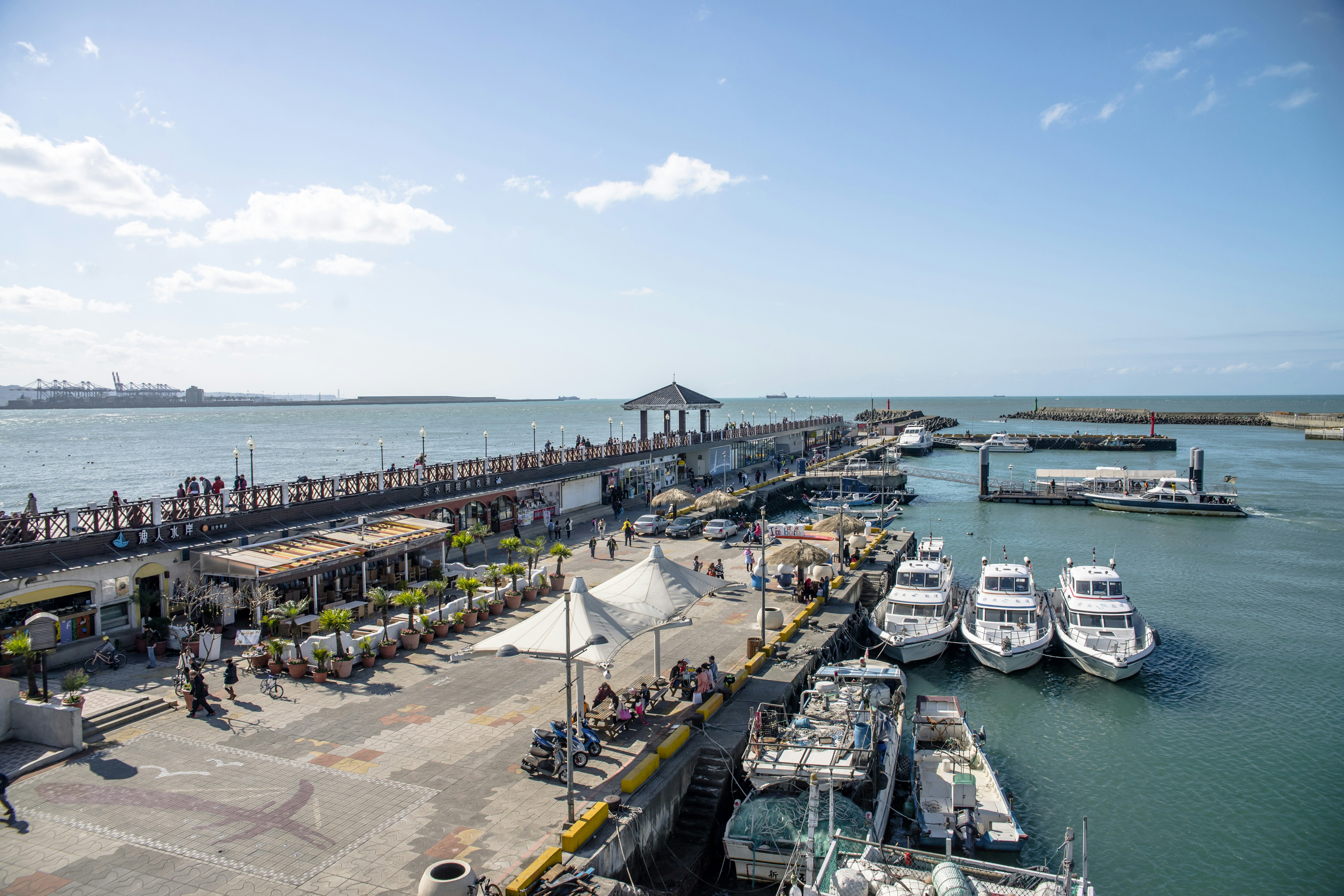a marina with several boats docked in it