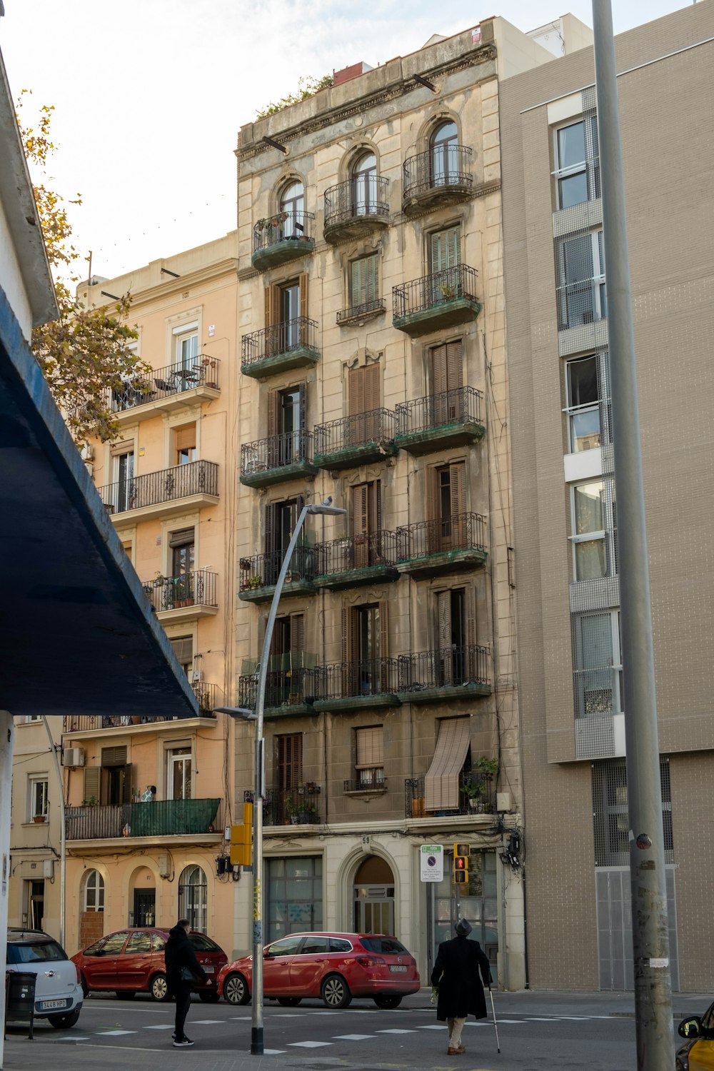 a tall building with balconies and balconies on it