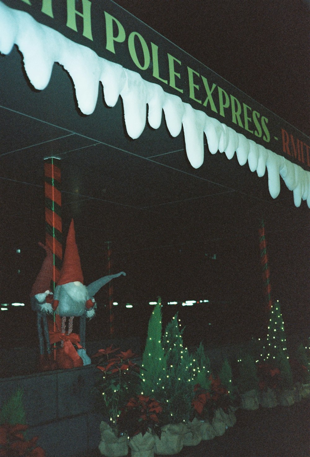 a christmas display at the north pole express
