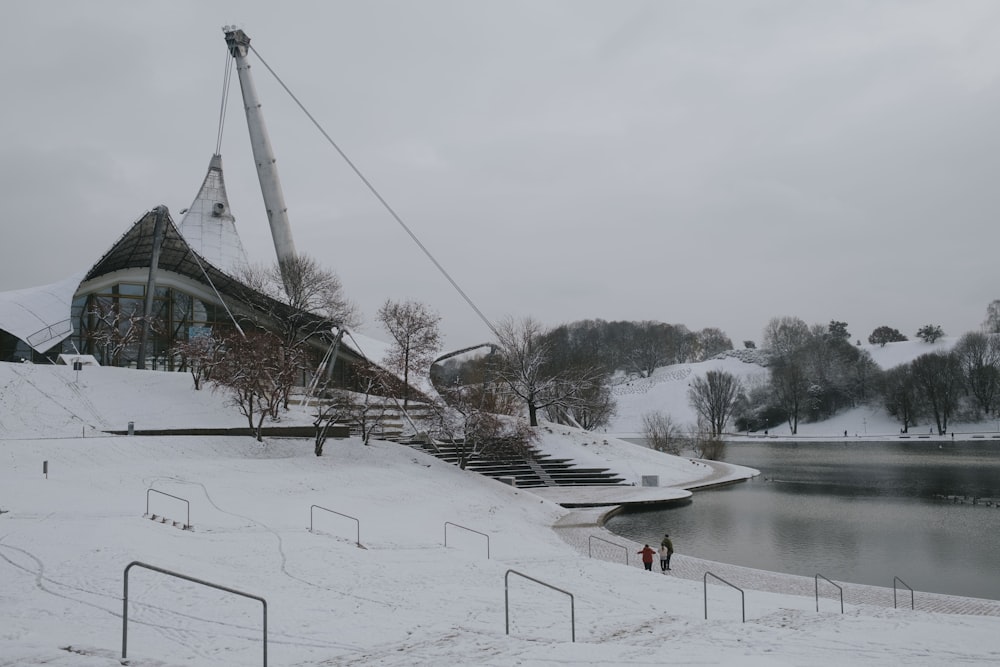 a ski slope with a ski lift on top of it