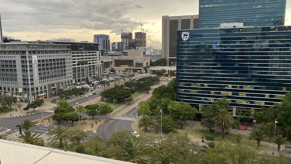 a view of a city from a high rise