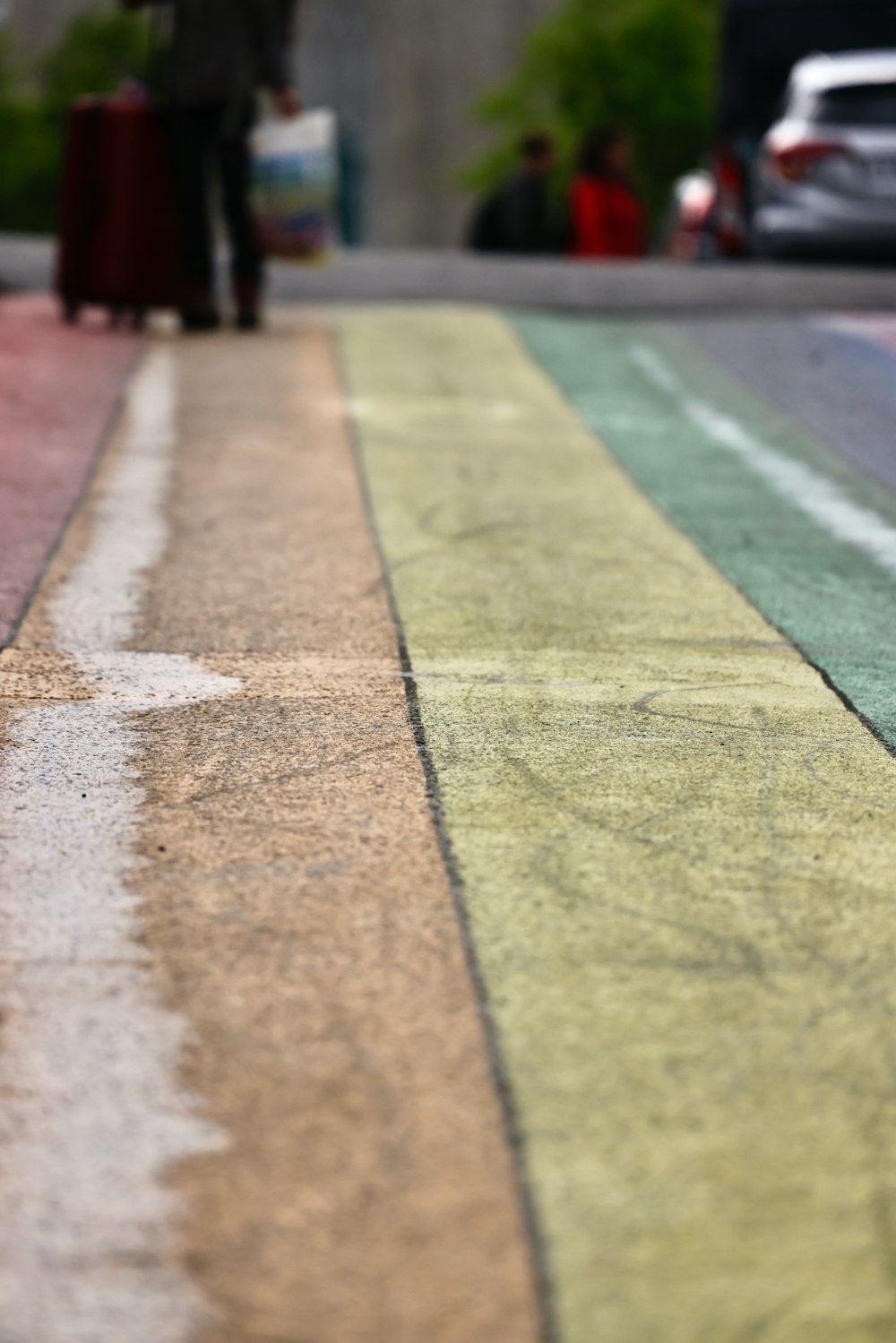 a street with a line painted on the side of it