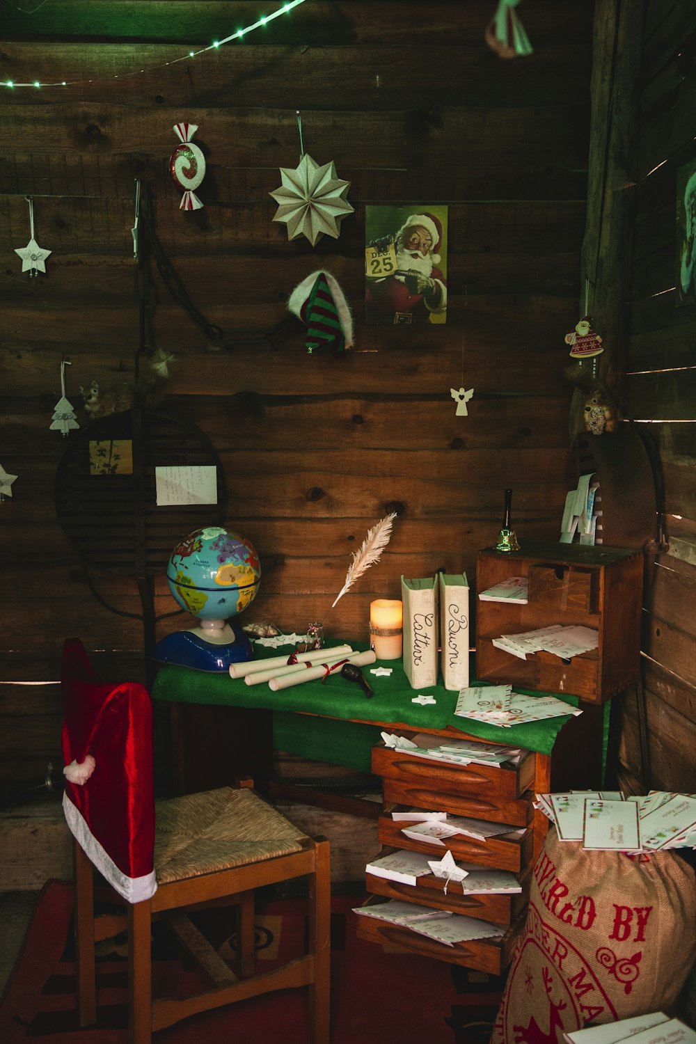 a room filled with lots of clutter and decorations