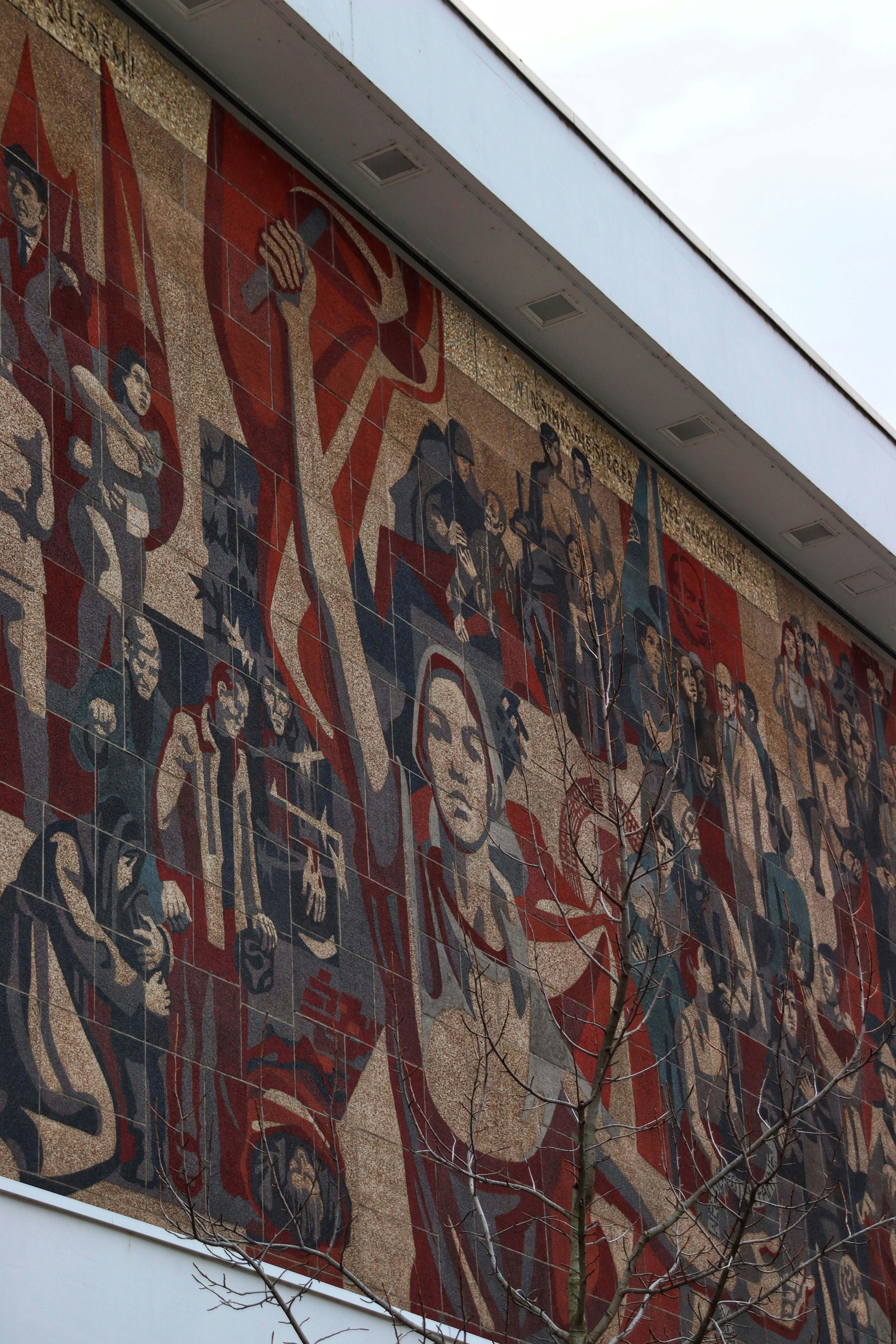 a large mural on the side of a building